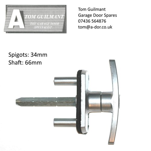 Henderson Merlin garage lock silver T handle long spigot 34mm long