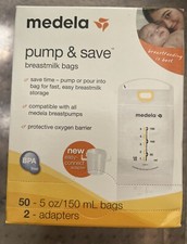 Medela Pump and Save Clear Breast Milk Bags, 50 Count  87234