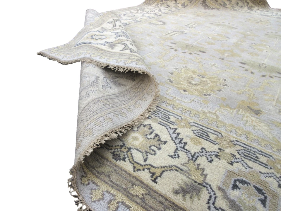 Серебряный шерстяной ковер ручной вязки Oushak 8X10 восточный ковер (8 футов x 10 футов 1 дюйм) - Изображение 4 из 4