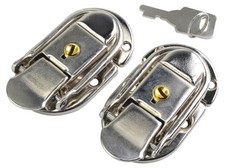 Small Draw Bolt Catch with Lock and Key Nickel Plated Steel - Pack of 2