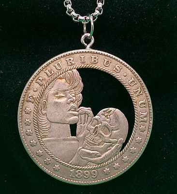 Cut Coin Necklace Dead Poetry Skull Love Forever Woman Romantic Hobo Coin Dollar
