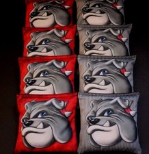 ENGLISH BULLDOG Red Gray Set of 8 ACA Regulation Cornhole Bean Bags B206