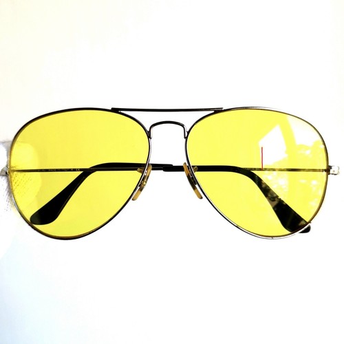 occhiali da sole RAY BAN AVIATOR 58-14 SUNGLASSES argento lenti gialle RB3025 - Foto 6 di 6