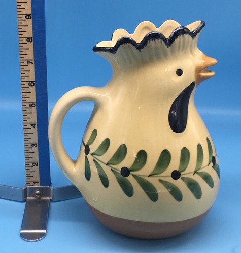 Jarra gallo pollo cerámica pintada a mano vintage hecha en Italia pizzato - Imagen 8 de 9