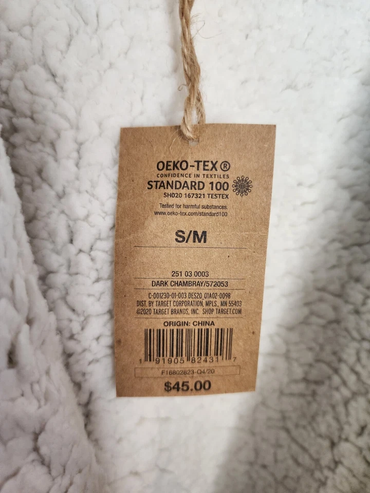 NUEVO CON ETIQUETAS Levi's Levi Strauss X Target Mujer S/M Cambray Oscuro Sherpa Bata de Invierno Foto 4 de 4