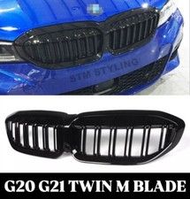 BMW 3 SERIES G20 G21 2019+ KIDNEY GRILLE GRILL DUAL SLAT GRILLES GLOSS BLACK