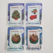 DESIGN WORKS Lot of 4 Christmas Greeting Card Felt Craft Ornament Kits