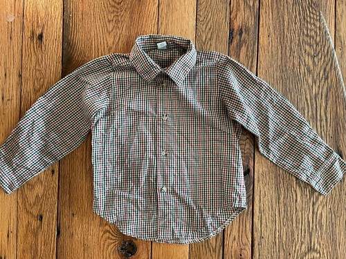 Boys Classic Club Plaid Button Down Shirt Sz 5 Brown Green Red Long Sleeve - Picture 2 of 2