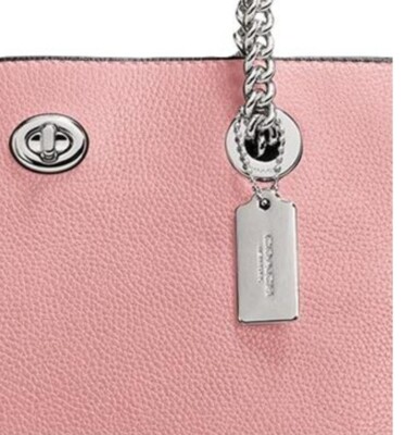 バッグ Coach Turnrock Pink Leather Tote Bag luxury-women-coach-used-