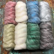 Glitter Mix Top Roving Spinning Felting Merino Wool  7.5 oz Bag