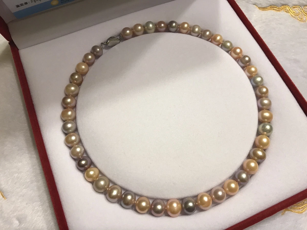 Quality Genuine Seedless Freshwater pearl necklace Multi Colour 10