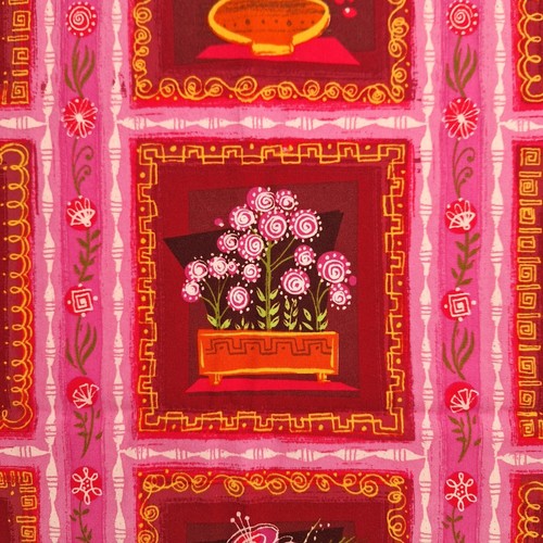 Camelot Cottons Mid-Century Style Pink Red Flowers Vases Quilting Fabric BTHY - 第 14/18 張圖片