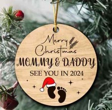Merry Christmas Mommy and Daddy See You in 2024 Ornament, Baby Shower Gift
