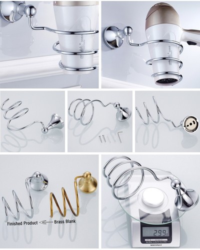 Luxury Chrome Finish Wall Mounted Bathroom Hair Dryer Holder Bathroom Accessory - Picture 5 of 5