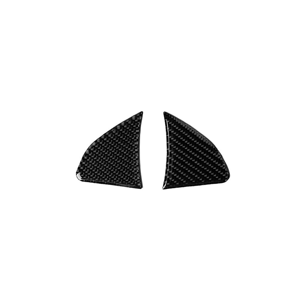 2Pcs Carbon Fiber Interior Steering Wheel Button Cover Trim For