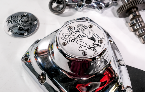 Puntos de tiempo grabados personalizados cubierta mirar hacia fuera pinup flash tatuaje Harley doble cámara - Imagen 2 de 5