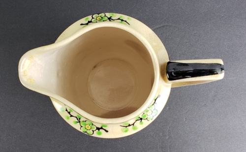 Jarra vintage de cerámica Moriyama verde flor de cerezo pintada a mano, usada en excelente estado - Imagen 5 de 10