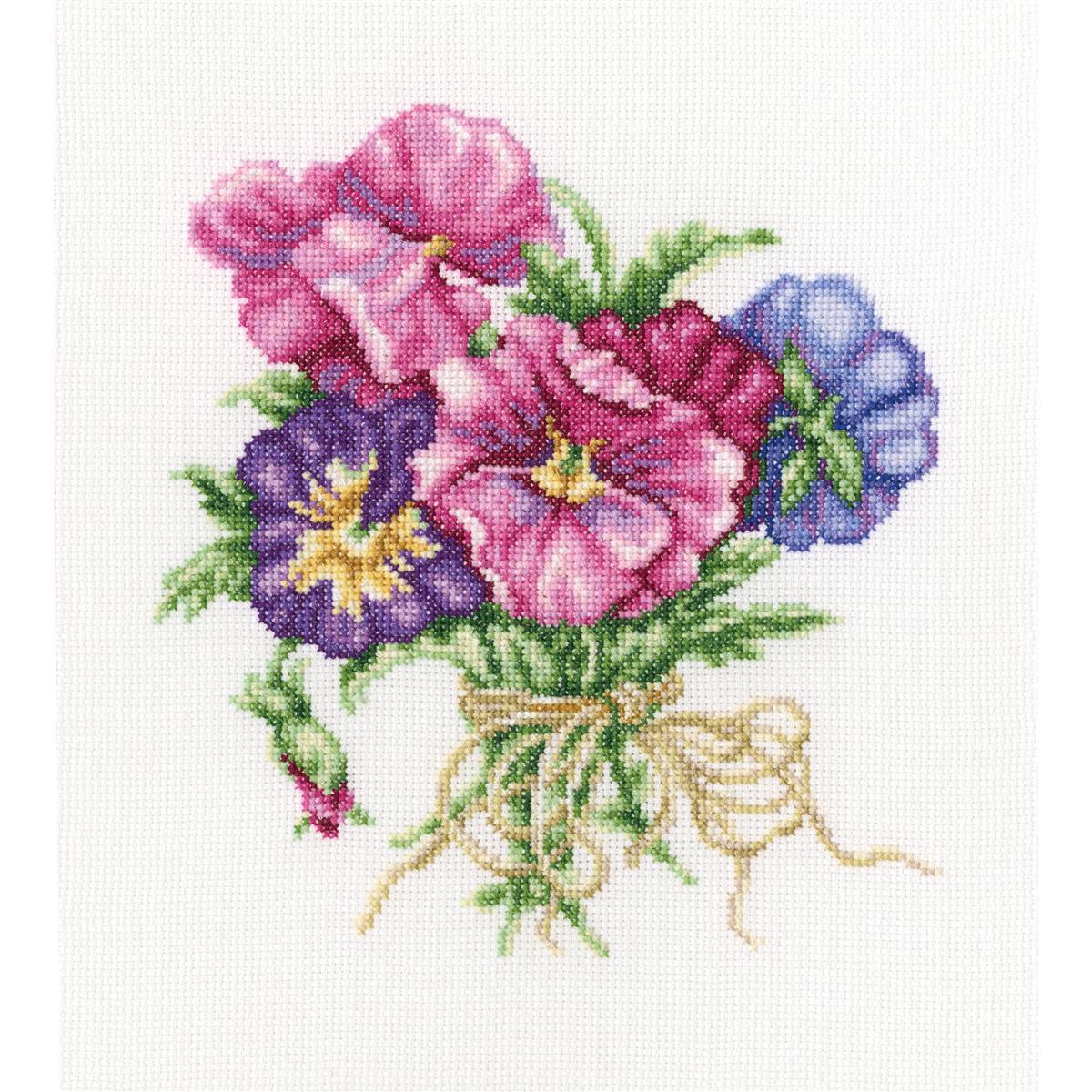 RTO counted Cross Stitch Kit ""Violets bouquet"" M565, 19x21,5 cm, DIY