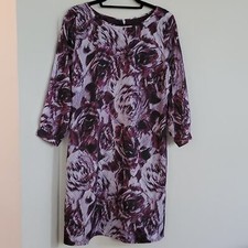 NEW Ann Taylor Size 12 Purple Floral 3/4 Sleeve Fully Lined Midi Dress