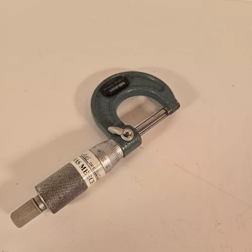Mitutoyo 103-137 Outside Micrometer, Baked-Enamel Finish, Ratchet Stop, 0-25mm R