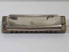 M Hohner Professional Harmonica Silver Bronze Solid Rectangular USA Made Vintage