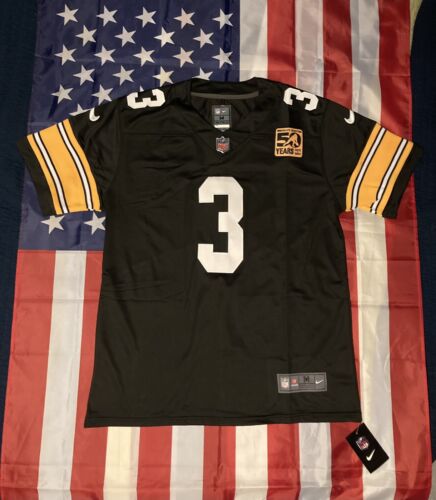 Russell Wilson #3 Stitched Pittsburgh Steelers Throwback Jersey w/ Patch Medium