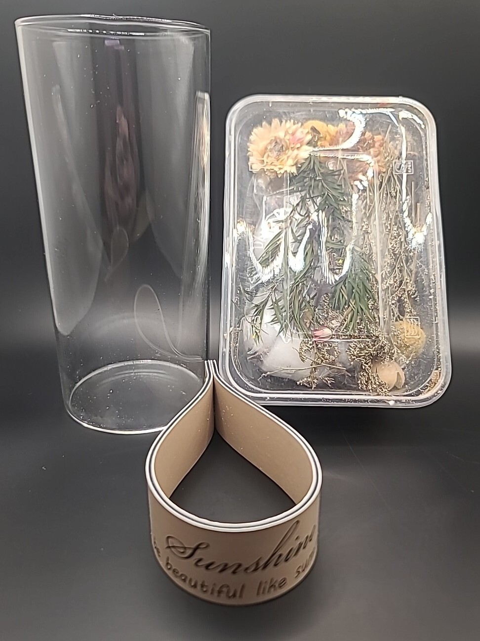 Dried Flowers Mixed Pine Cones and Acorns with Vase, Make Your Unique Creation-image