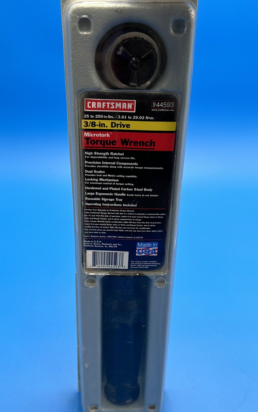 CRAFTSMAN 44593 MICROTORK TORQUE WRENCH 3/8" Drive 25250 inch pounds