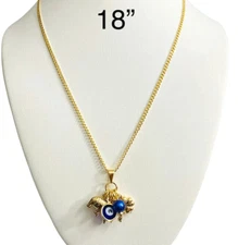 18K GOLD FILLED CHARM EVIL EYE NECKLACE 18" / CADENA BUENA SUERTE 18"- P135