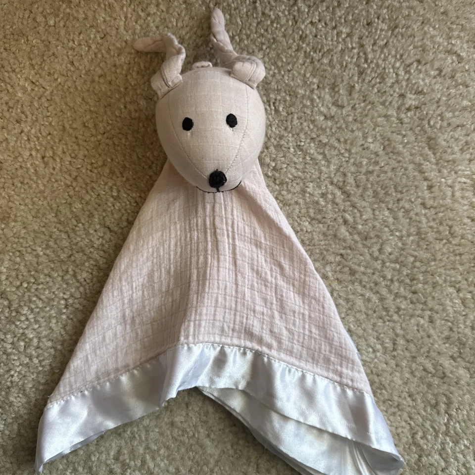 Manta de seguridad Aden + Anais Muselina Peluche Conejito Lovey Blanco Rosa Borde satinado Foto 3 de 4