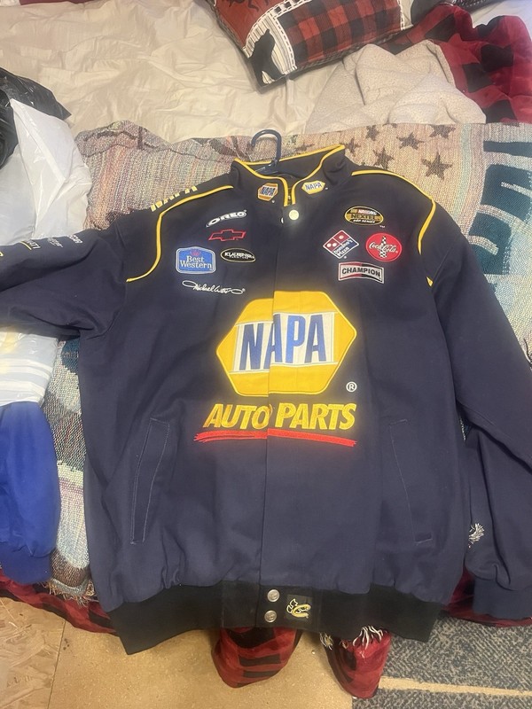 Vintage 90's Chase Michael Waltrip Nascar Napa Blue Racing Jacket Men's Size XL