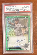 2021 BOWMAN CHROME JOSE SALAS AUTO GREEN SHIMMER /99 #CPAJS PSA 10