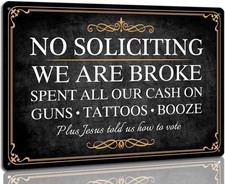 No Soliciting Sign for House Funny No Soliciting Signs for Home Front Door Ga...