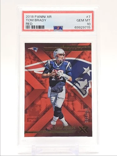 TOM BRADY 2018 XR NFL FOOTBALL PATRIOTS RED /299 PSA 10 Q0004