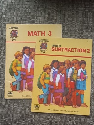 Vtg. 1984 Golden Step Ahead Math books lot of 2 grades 2 - 3 V-Good 