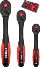 DAKCOS Socket Wrench Set 1/4" 3/8" 1/2" Drive Ratchet 72 Teeth Quick-Release