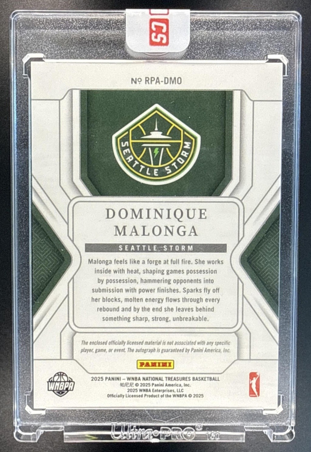 Dominique Malonga National Treasures Rookie Patch Auto /99 WNBA RC RPA Storm view 2