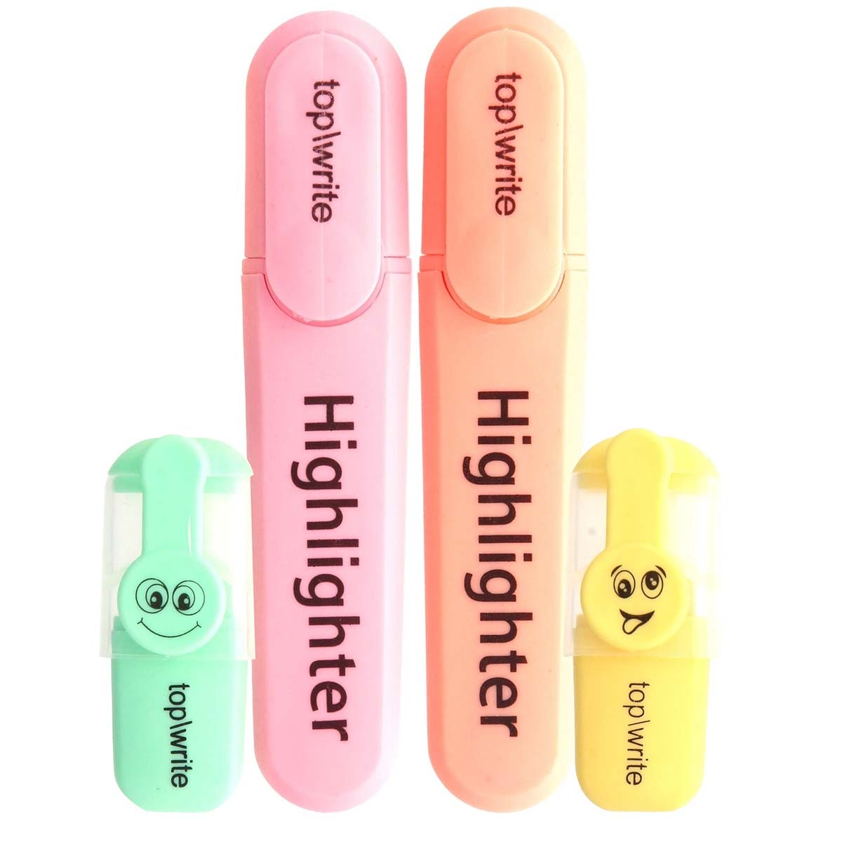 Surligneur pastel pointe biseautée 4 couleurs douces pour fiches de révision