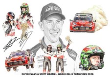 A4 Fine Art Print, Elfyn Evans, World Rally Champion