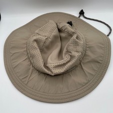 Mission Sun Hat Cap Beige Boonie Mesh Lined Adjustable Chin Cord Collapsable
