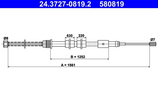 Fits ATE 24.3727-0819.2 BRAKE CABLE