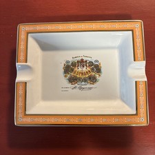 H Upmann Fabrica De Tabacos Ceramic Cigar Ashtray Orange Gold Border Logo