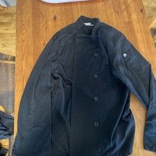 CHEF WORKS Black Long Sleeve Chef Unisex Small Snap Button Utility Uniform