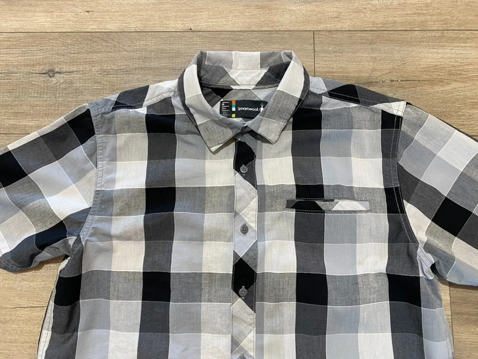 Smartwool Shirt Mens Medium Plaid Short Sleeve Button Up Merino Wool Blend Camp - Image 2 of 4
