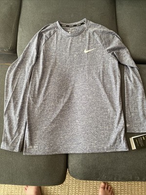 Nike Swim Men's Long Sleeve Hydroguard Rash Guard Heather  Navy Small NWT