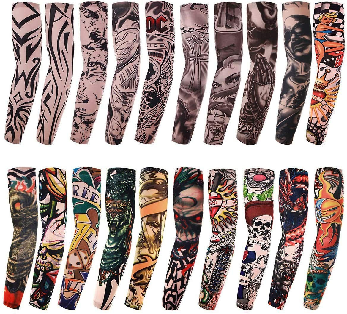 20PCS Set Arts Fake Temporary Tattoo Arm Sunscreen Sleeves Designs Tiger