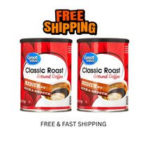 2 PACK Great Value Classic Roast Ground Naturally Caffeinated Coffee, 9.6 oz