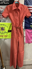 VINTAGE Women's 1960s Jumpsuit Salmon Made USA Size S With Belt FC74-1 Q5806