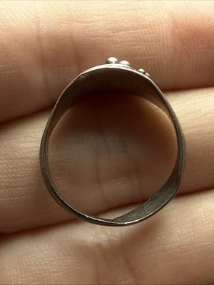 Ancienne Bague En Argent Massif 925 – Jonc Alliance Style Moderniste – Taille 53