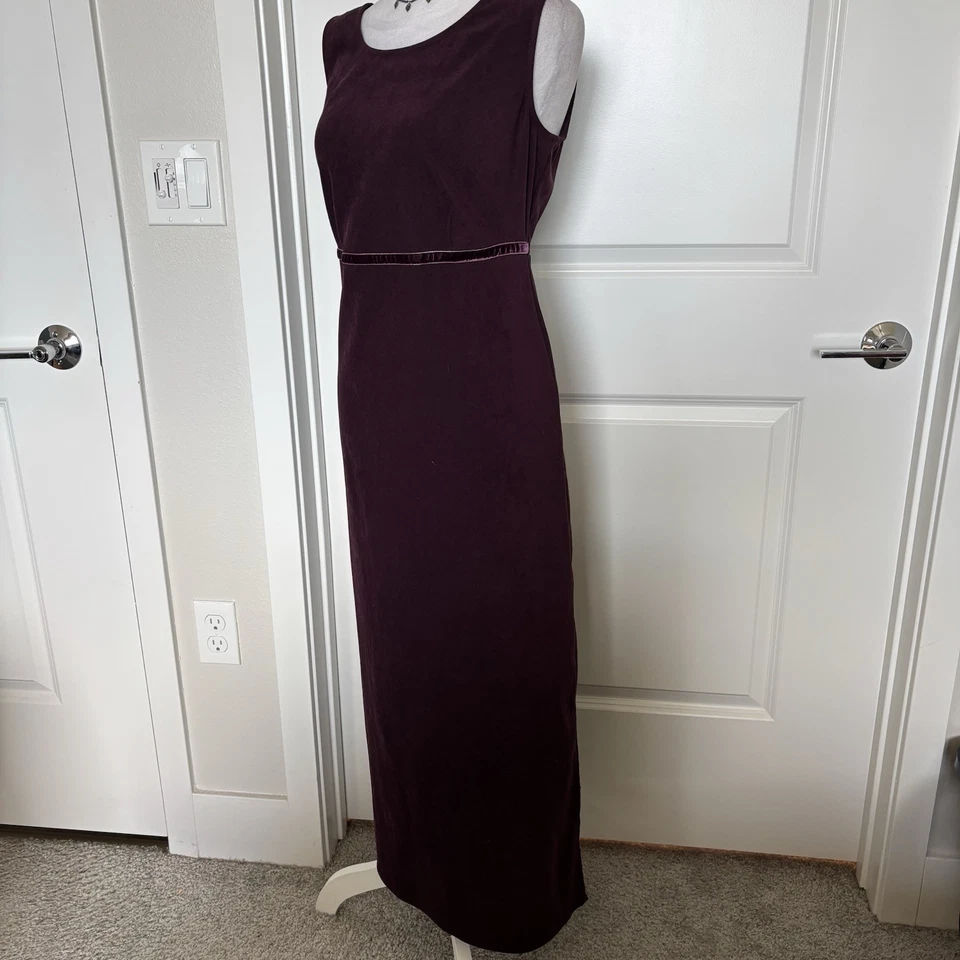 Maxi Vestido Vaina Amanda Smith Vintage Años 90 Borgoña Sin Mangas Talla 8 Pequeño Foto 4 de 4